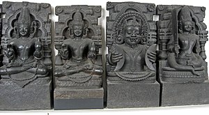 Navagraha, British Museum originally from Konark, Orissa. From left: Surya, Chandra, Mangala, Budha, Brihaspati, Shukra, Shani, Rahu, Ketu