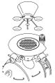 Figure 1-15. Kontakt docking system. Never used in space, the system was designed for the Soviet lunar program. The Aktiv unit (top) was located at the front of the L2, while the passive unit was located on top of the L3 lander.