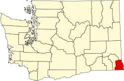 map of Washington highlighting Asotin County