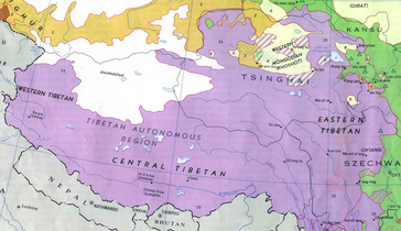 Ethnolinguistic map of Tibet, 1967 (See entire map, which includes a key)