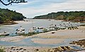 La ria du Bélon vue vers l'aval depuis le port de Bélon en Riec-sur-Bélon, à marée basse.