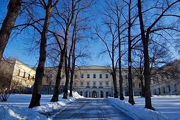 The royal castle in Oslo, Norway from the back.