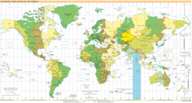 Carte du fuseau horaire.