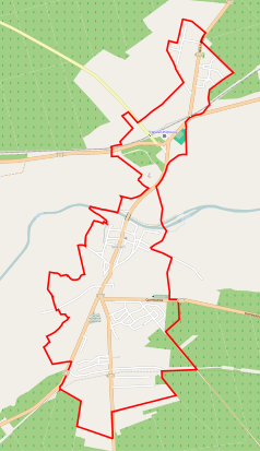 Mapa konturowa Wielenia, blisko centrum u góry znajduje się punkt z opisem „Pałac Sapiehów w Wieleniu”