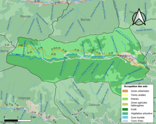 Carte en couleurs présentant l'occupation des sols.