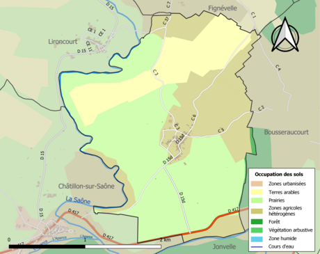 Carte en couleurs présentant l'occupation des sols.