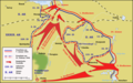 Mapa ofensywy Armii Czerwonej na południe od jeziora Ilmień pomiędzy 7 stycznia a 21 lutego 1942 roku