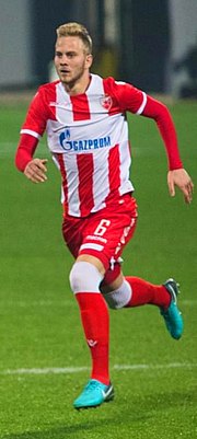 Račić in het shirt van Rode Ster Belgrado (2018).