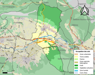 Carte en couleurs présentant l'occupation des sols.