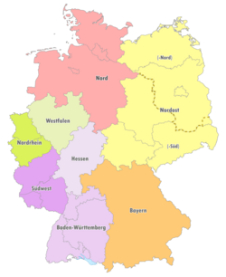 Geografische Einteilung der Oberligen zur Saison 2004/05