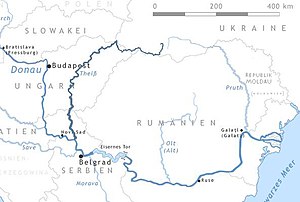 Kart over Tisza og den sørlege delen av Donau