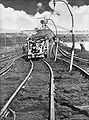 Special wagon used for moving track in the mine