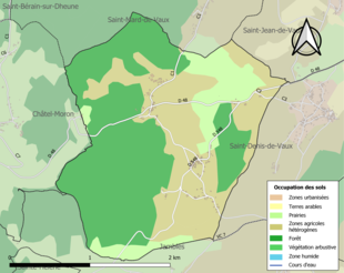 Carte en couleurs présentant l'occupation des sols.