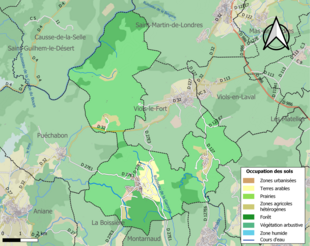 Carte en couleurs présentant l'occupation des sols.