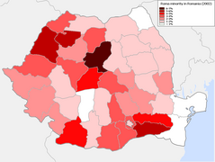 Verspreiding van de Roma per district (2002)