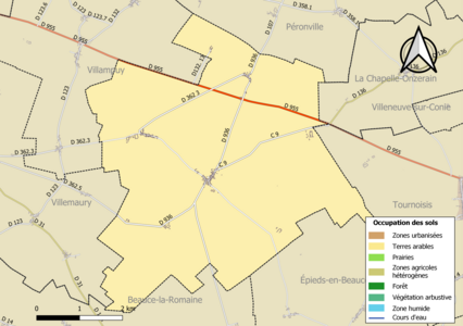 Carte des infrastructures et de l'occupation des sols de la commune en 2018 (CLC).