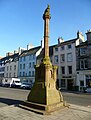 The cross at Haddington, East Lothian, topped by the town's symbol, a goat