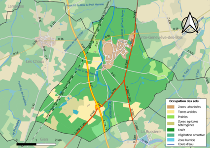 Carte des infrastructures et de l'occupation des sols de la commune en 2018 (CLC).