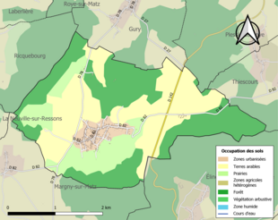 Carte en couleurs présentant l'occupation des sols.