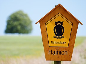 Nationalparkschild bei Berka vor dem Hainich