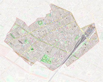 Grenzen der Gemeinde auf einem Plan von 1859