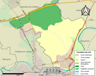 Carte en couleurs présentant l'occupation des sols.