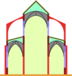 Basilika (links); Hallenkirche (rechts)