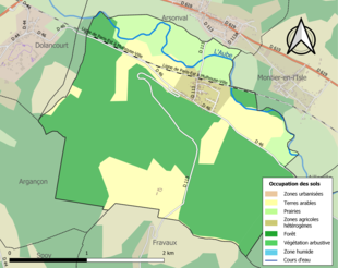 Carte en couleurs présentant l'occupation des sols.