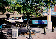 Six Gun Territory No. 4 4-4-0 Locomotive on display at the entrance of the Underground in Atlanta, Georgia.