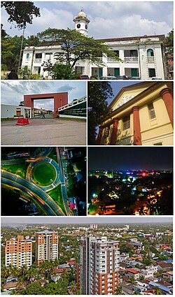 From top Left to Right : Palakkad Municipal Office, IIT Palakkad, Government Victoria College, Palakkad, Chandranagar roundabout, Night view of Palakkad, Skyline of Palakkad