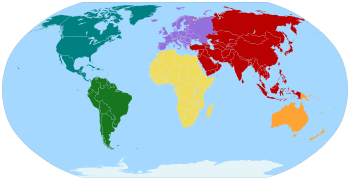 Mapa xiogràfega par continente