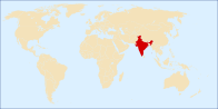 இந்தியாவின் அமைவிடத்தைக் காட்டும் வரைபடம்