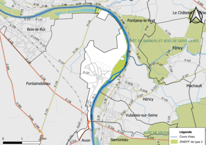 Carte des ZNIEFF de type 2 de la commune.