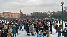 Protestos contra a prisão do líder de oposição Alexei Navalny em São Petersburgo