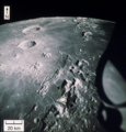 Apollo 15 landing site from orbit (marked by the white arrow). Craters Aristillus (in the upper left) and Autolycus (lower)