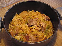 A crockpot of cassœula. It is a typical dish of the popular tradition, main dish of many Lombard sagre