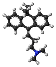 Ball-and-stick model of the melitracen molecule