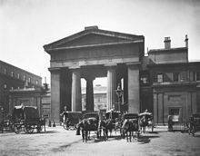 Neoclassical building with a four-columned façade