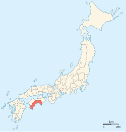 Tosa vilayetinin Japonya'daki konumu (1868)