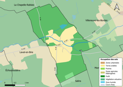 Carte des infrastructures et de l'occupation des sols en 2018 (CLC) de la commune.