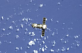 Progress M1-12 approaches the ISS (30 August 2003)