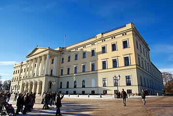 The royal castle in Oslo, Norway from the front.