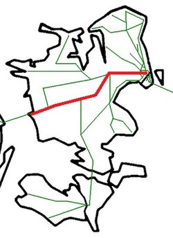 A Koppenhága–Fredericia/Taulov-vasútvonal útvonala