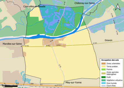 Carte des infrastructures et de l'occupation des sols en 2018 (CLC) de la commune.