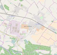 Mapa konturowa Jelcza-Laskowic, u góry po lewej znajduje się punkt z opisem „miejsce gwałtu z zabójstwem”