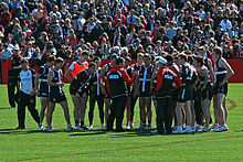 Coach Ross Lyon addresses team, St Kilda FC 01.jpg