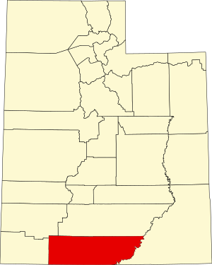 Map of Utah highlighting Kane County