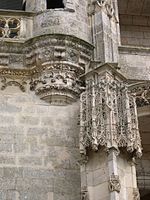 Detail of the Longueville staircase, Château de Châteaudun, showing juxtaposition of Flamboyant Gothic and antique decoration