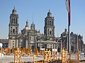 Cathedral with decorations in front for Day of the Dead