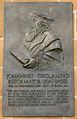 Gedenktafel für Johannes Oecolampadius an der Johanneskirche Commemorative plaque for Johannes Oecolampadius at the Johanneskirche